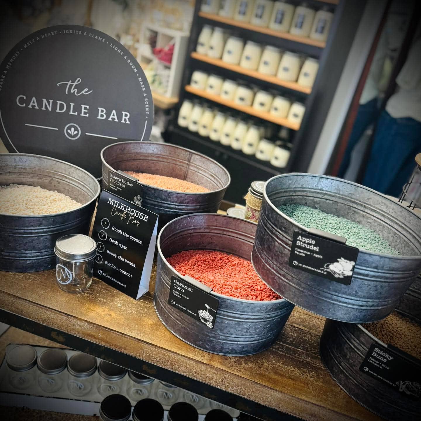 Milkhouse Candle Company - Wholesale Storage Bin - Metal Bucket & Wooden Lid- Candle Bar Wax Bead Container5