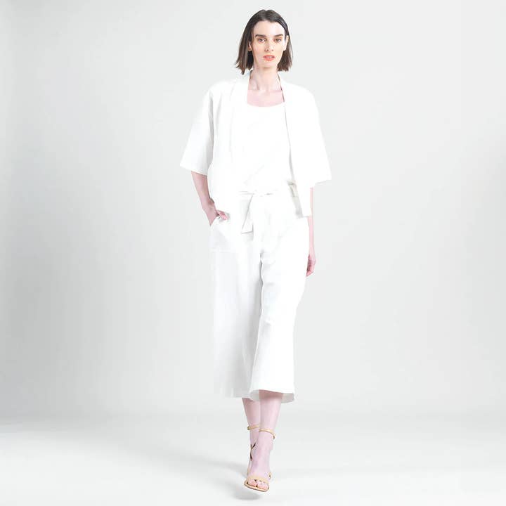 CA42LN - Linen Knit - Hi-Low Pocket Cardigan Jacket for wholesale by Clara Sunwoo