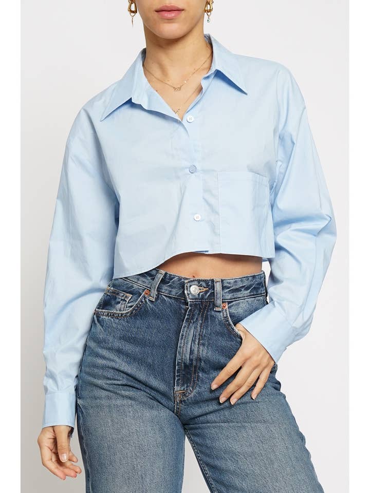 SOLID POPLIN CROPPED SHIRT for wholesale by Sans Souci
