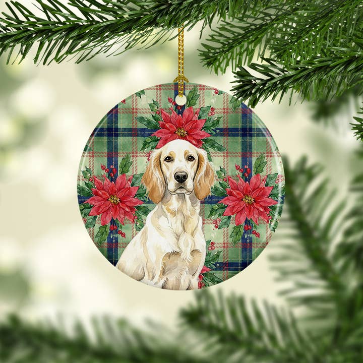 Caroline's Treasures - Wholesale Ornament - Lemon Belton English Setter Christmas PoinsettIas Ornament