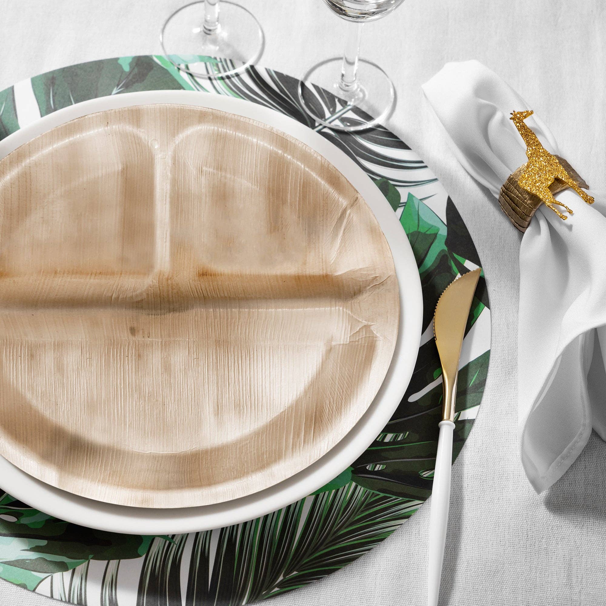 Smarty had a Party - Wholesale Disposable Plate - 10" Palm Leaf 3-Partition EcoFriendly Dinner Plates - 25 pcs1