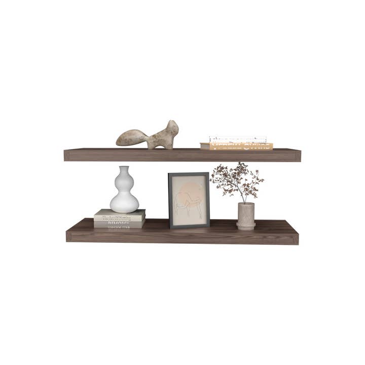 Treevol Furniture - Wholesale Wall Mounted Shelf - Floating Shelf Dallas, Living Room, Dark Walnut3