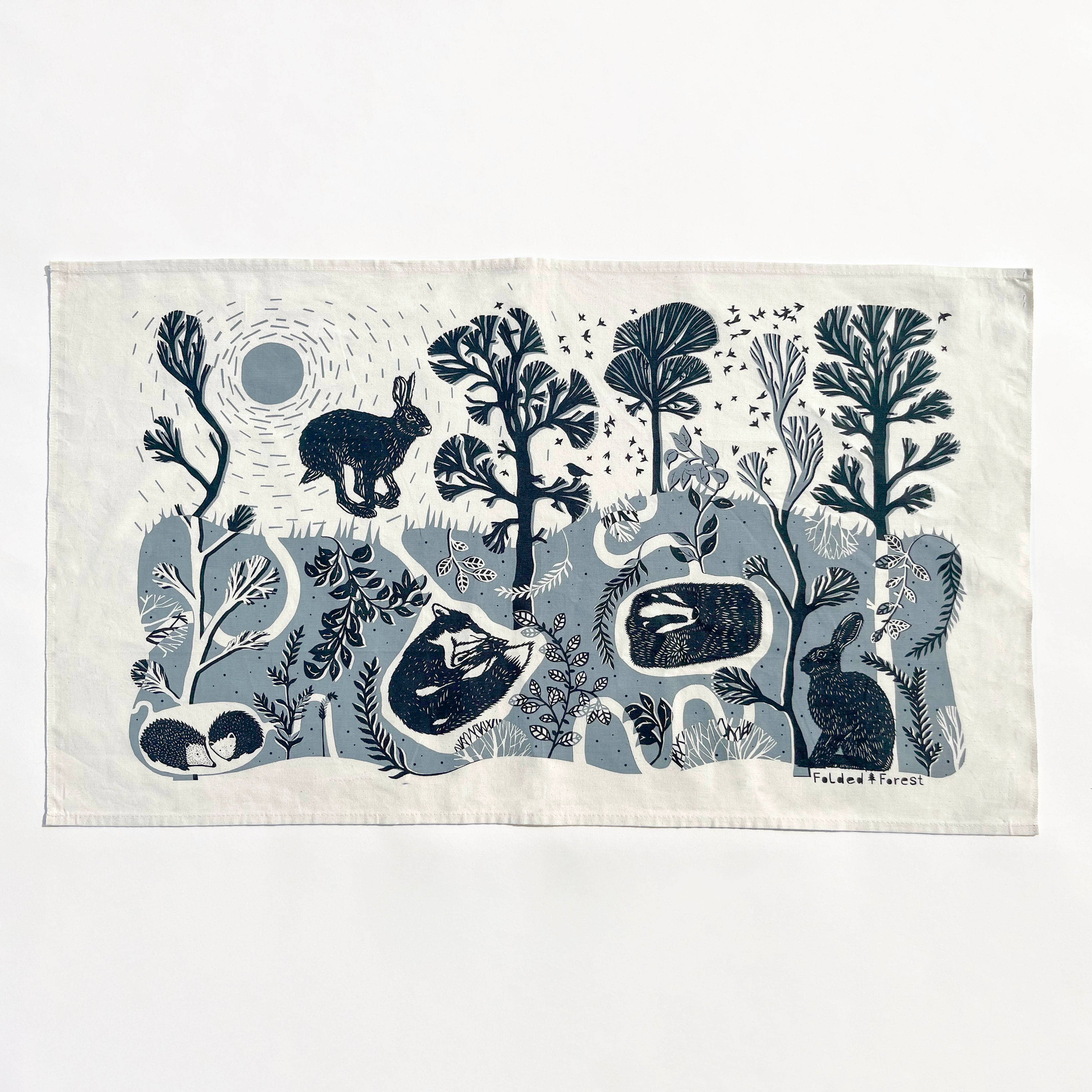 Folded Forest - Wholesale Tea Towel - Cotton Tea Towel - Leaping Hare1
