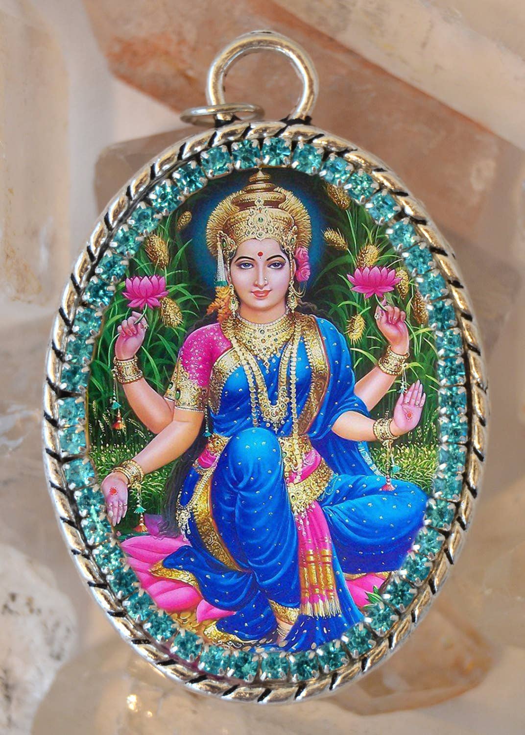 MariaSantissimaShop - Wholesale Pendant/Charm Necklace - Goddess Lakshmi Handmade Necklace Hindu Jewelry Medal Pendant0
