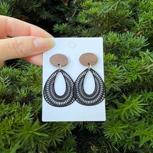 Metal Wood Earrings 