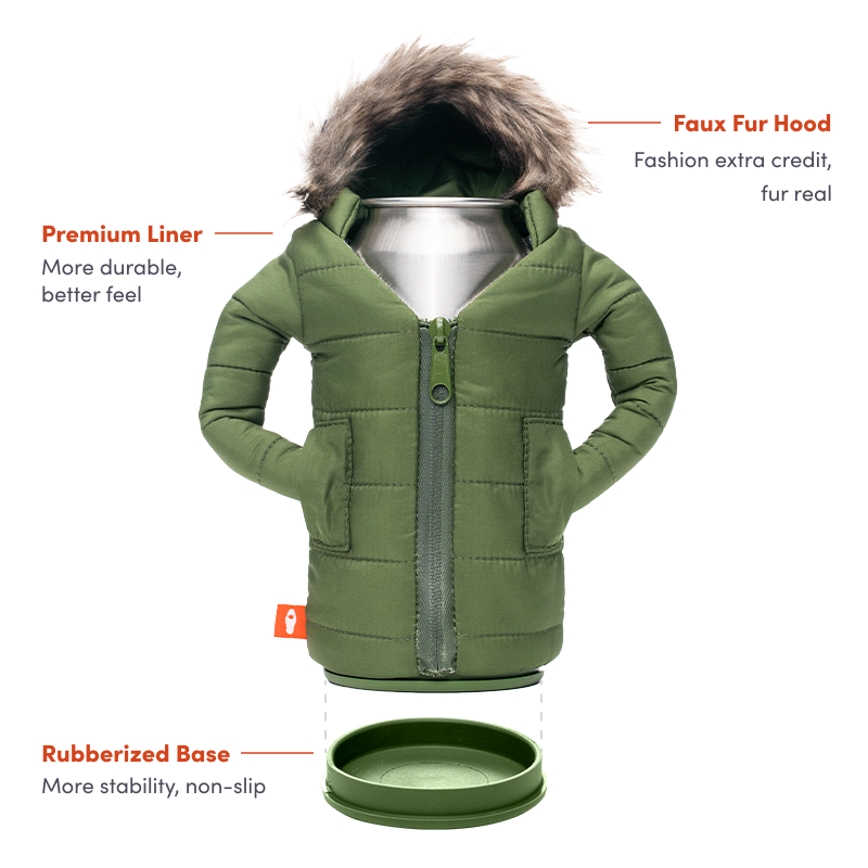 Puffin Drinkwear - Wholesale Drink Huggers & Koozies - Insulated 12 oz / 16 oz Beverage Sleeve - The Pahka - Black3