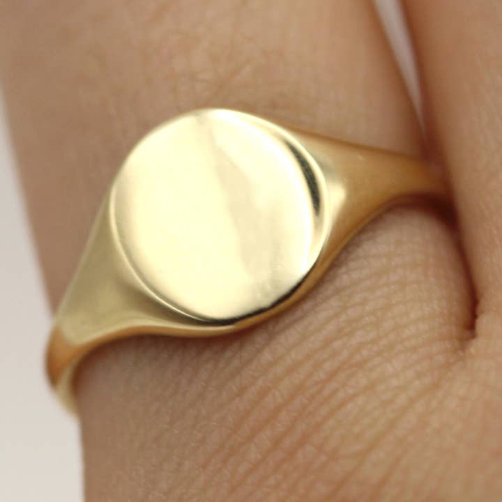 Sterling Silver with Yellow Gold Plain Signet Ring for wholesale by AdoreJ Jewelry Wholesale