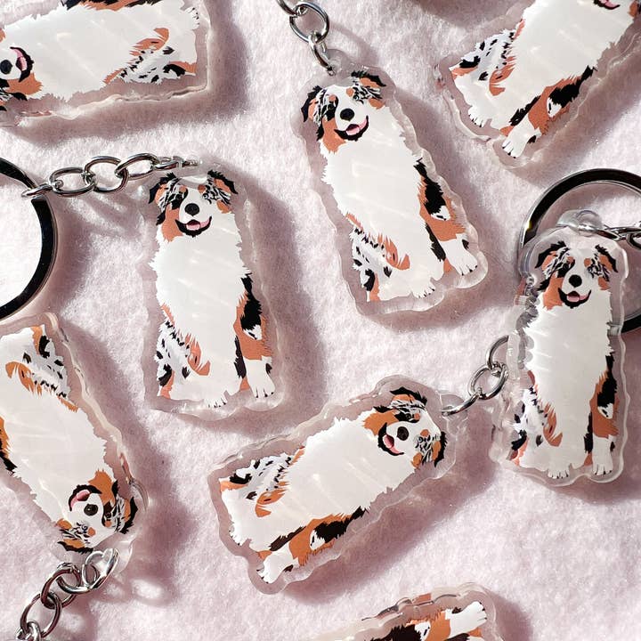 Our Cheery Corner - Wholesale Keychain - Unisex - Australian Shepherd (blue merle) Keychain