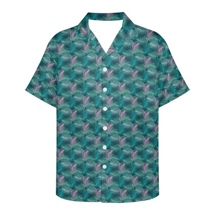 Edicion Especial - Wholesale Button Down Shirt - Men's - Teal Hawaiian shirt