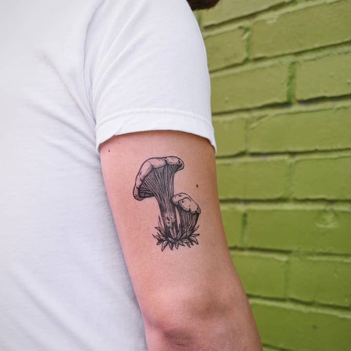 NatureTats - Wholesale Temporary Tattoo - Chanterelle Mushroom Temporary Tattoo7