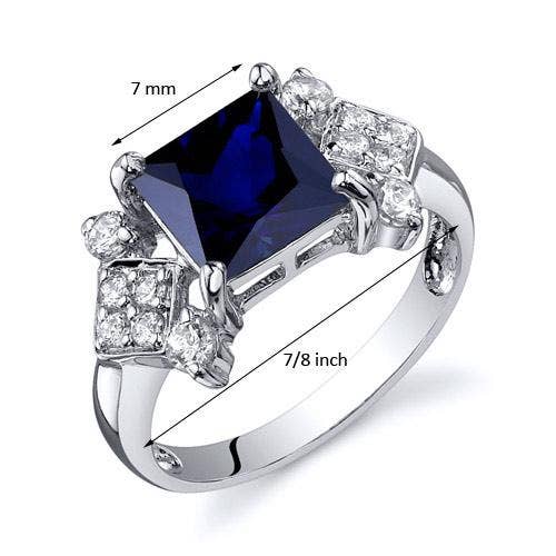 Peliani - Wholesale Multi-Stone Ring - Created Blue Sapphire Princess Cut Sterling Silver Ring Sz 62