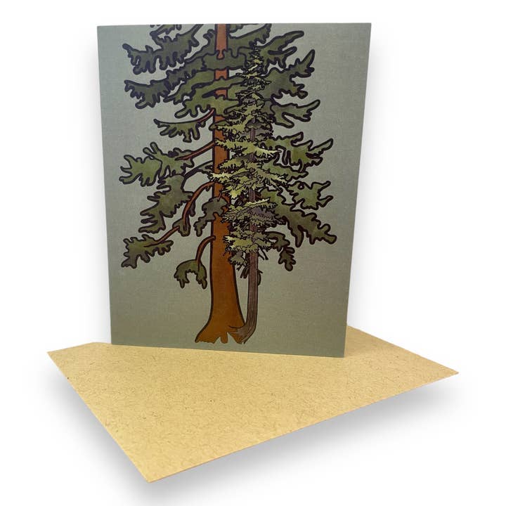 Two Trees (Douglas Fir + Hemlock Tree-Friends) Note Card for wholesale by Sweet Pea Cole
