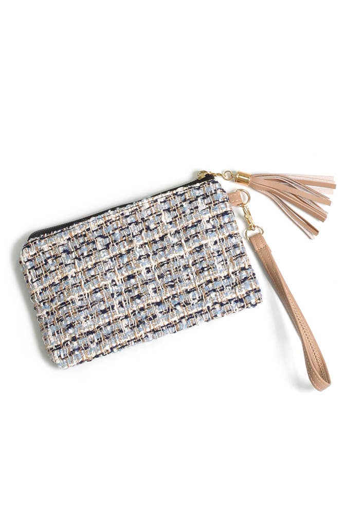 Hana - Vendita all'ingrosso Astuccio - Donna - Borsa a marsupio in tweed lurex con cinturino da polso1