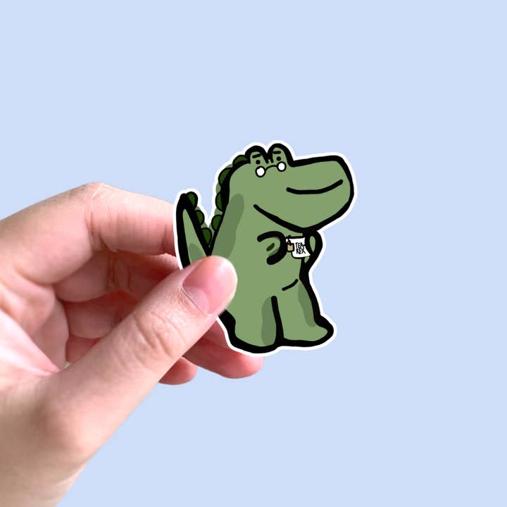 Tea-Rex Dinosaur Sticker, Tea Lover Punny Sticker for wholesale by Mister Lychee Co