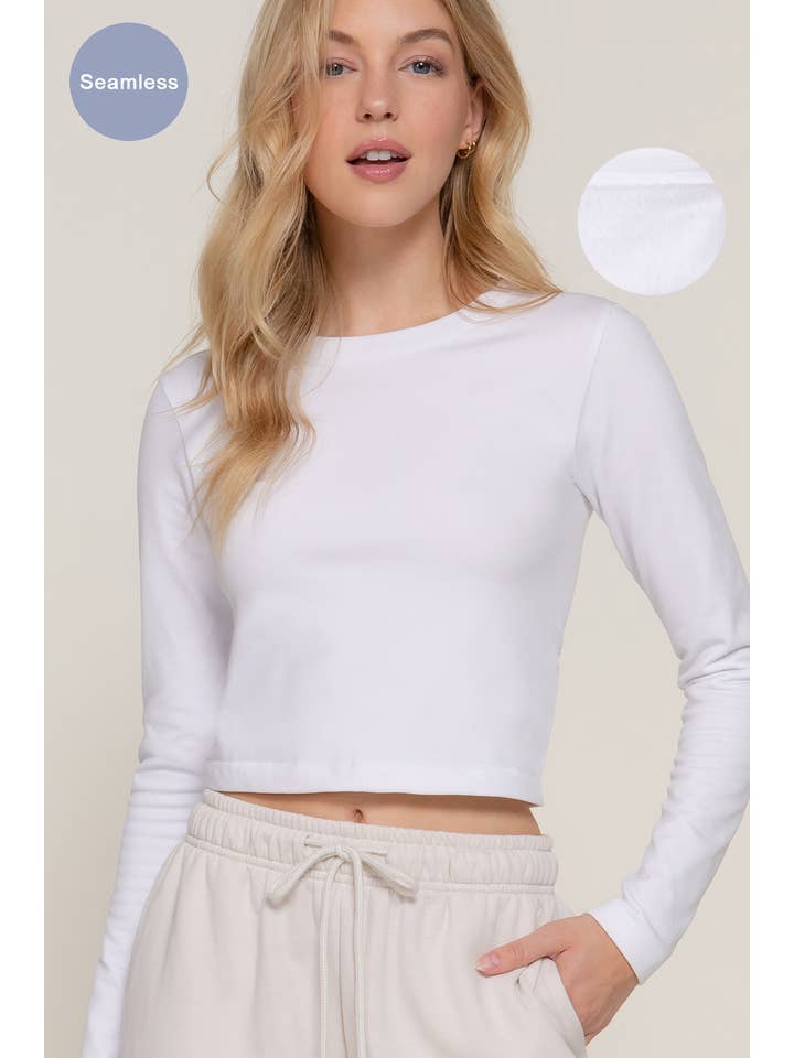 Active Basic | Active USA - Wholesale Knit Top - Women's - Long Sleeve Crew Neck Inner Fur Seamless Crop Top23