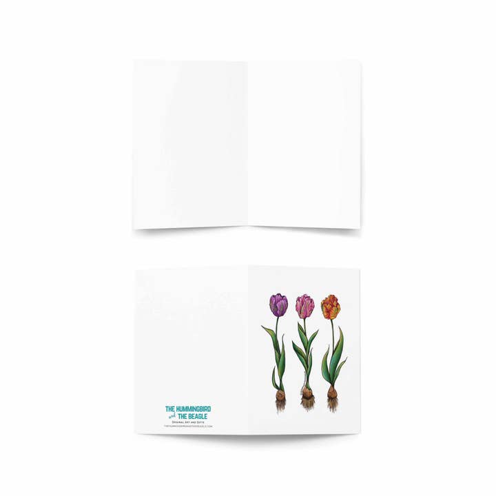 The Hummingbird and The Beagle - Wholesale Everyday Greeting Card - Trio of Tulips Greeting Card (Single Card)1