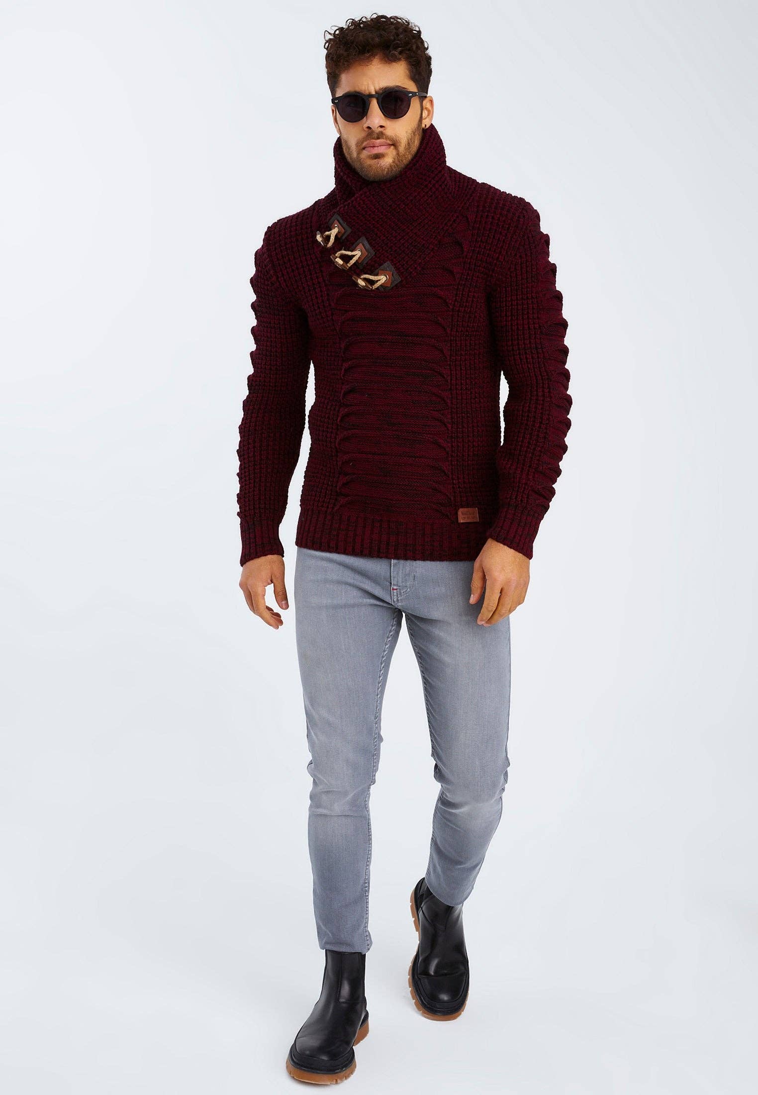 Leif Nelson GmbH - Wholesale Knit Sweater - Men's - Men's Knit Sweater Chunky Knit Shawl Collar LN-557528