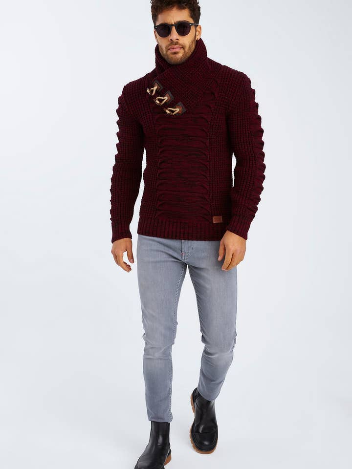 Leif Nelson GmbH - Wholesale Knit Sweater - Men's - Men's Knit Sweater Chunky Knit Shawl Collar LN-557528