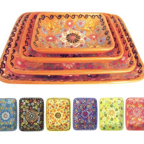 Access by Mediterranean Concepts - Wholesale Decorative Plate/Dish/Bowl - Dantel Design Ceramic Mezze Oblong Dish - Size 20