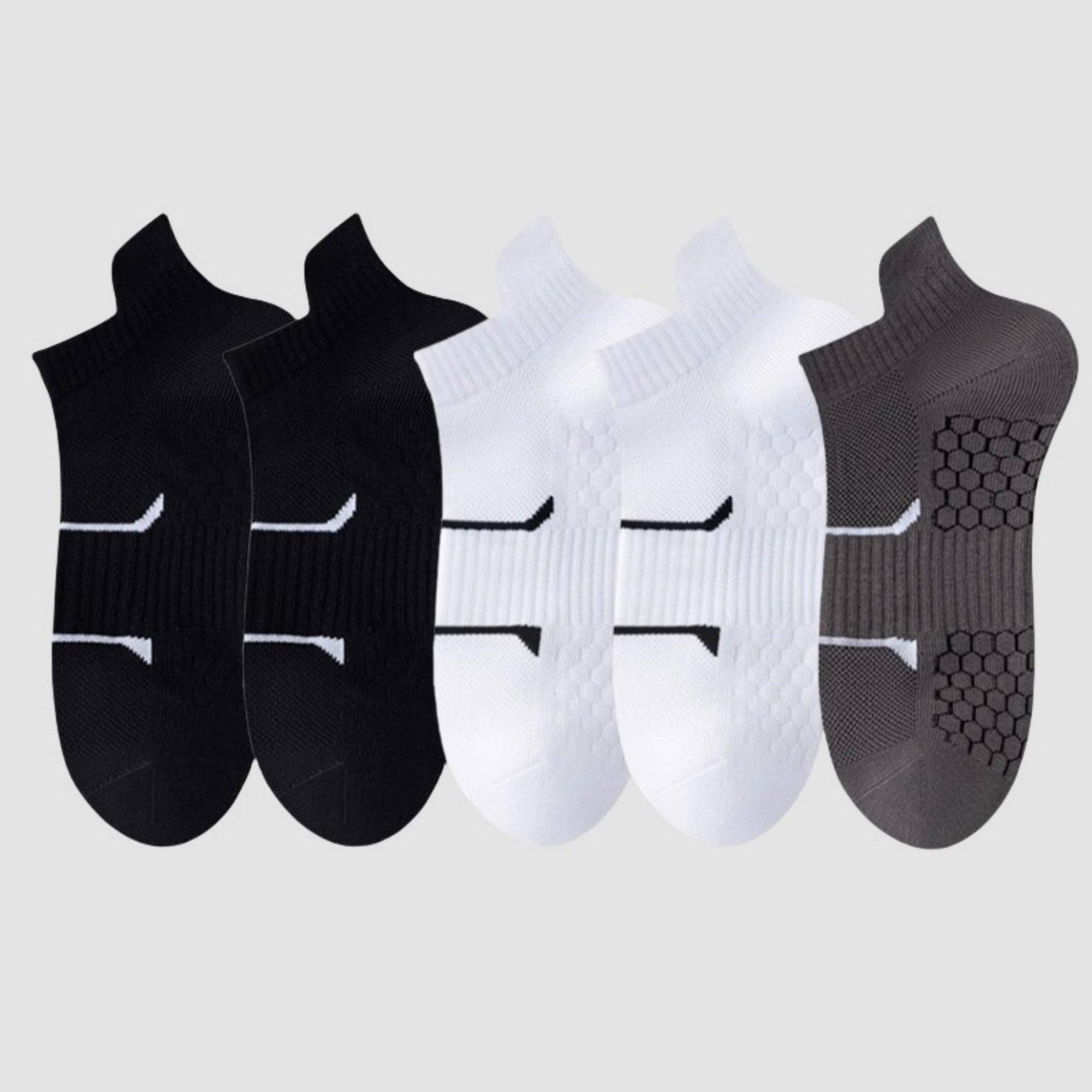 AK Brand - Wholesale Socks - Men's - Men's Cushioned Low Cut Grip Socks 5-Pack with Arch Support4