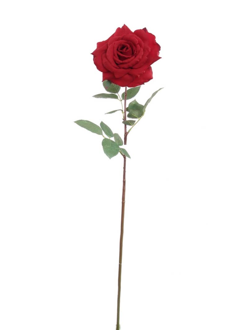 Larksilk - Wholesale Artificial Flowers - 30" Open Rose - Red 6" Diameter Faux