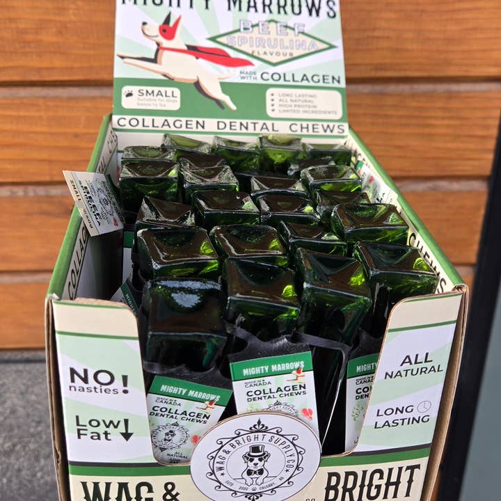Wag & Bright Supply Co. - Wholesale Pet Bone/Rawhide - Dog - Mighty Marrows Collagen Dental Chew - Spirulina Beef - SM/LG