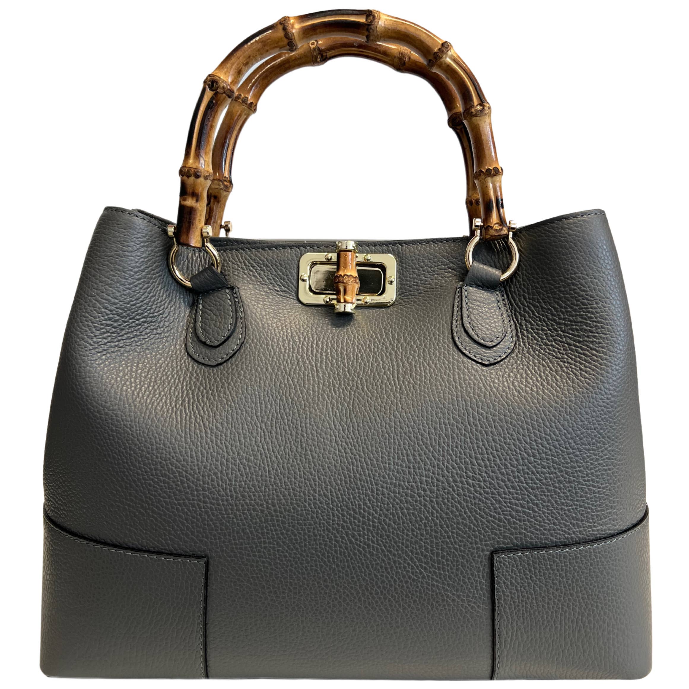 MODARNO – Mala com alça superior – Mulher por atacado – Bolsa feminina MODARNO em couro legítimo com alças de bambu4