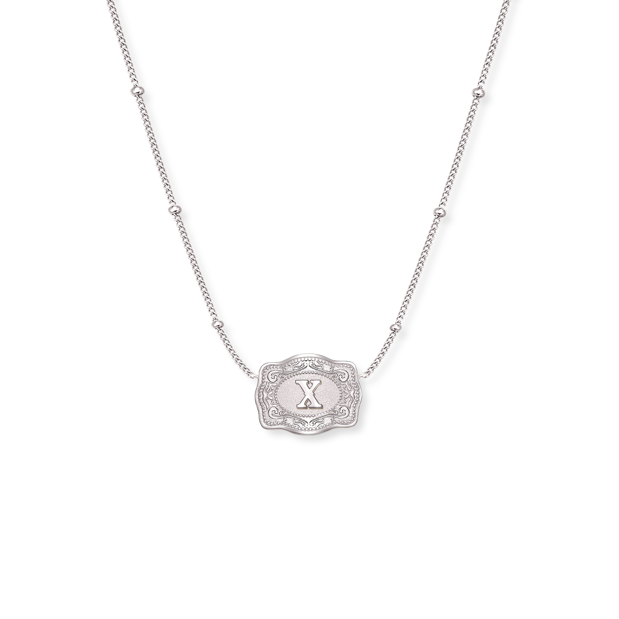 SpurWest Ultra Mini Belt Buckle Necklace (Initial) - Silver for wholesale on Faire26