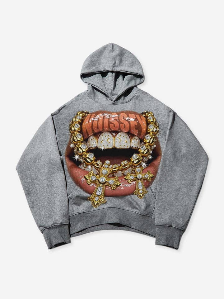 Golden Diamond Jewelry Grills Print Thin hoodie for wholesale by NOISSEY