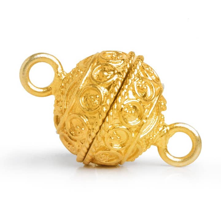 Fermoir magnétique en forme de cercle miligrain plaqué or, 15 mm, 1 pièce pour la vente par The Bead Traders