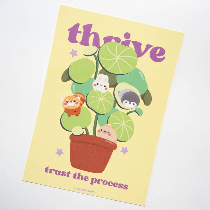 Thrive & Trust The Process Kunstdruck mit Topfpflanzen für den Großhandel von Notmehmehstudio