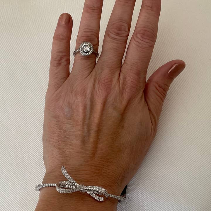 Stainless Steel Crystal Bow Bangle for wholesale by My Best Kept Jewelry