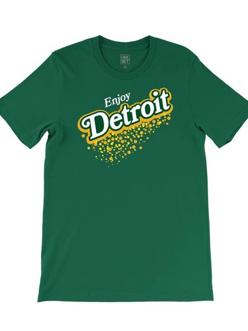 Ink Detroit Vintage "Enjoy Detroit" Ginger Ale T-Shirt - Dark Green for wholesale by Ink Detroit