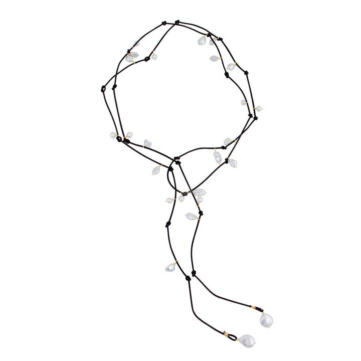 Wickelhalskette Santa Fe aus Leder mit weißen Perlen für den Großhandel von Van Peterson Designs