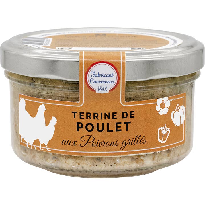 Terrina di pollo con peperoni grigliati 130g per la vendita all'ingrosso da parte di Ducs de Gascogne