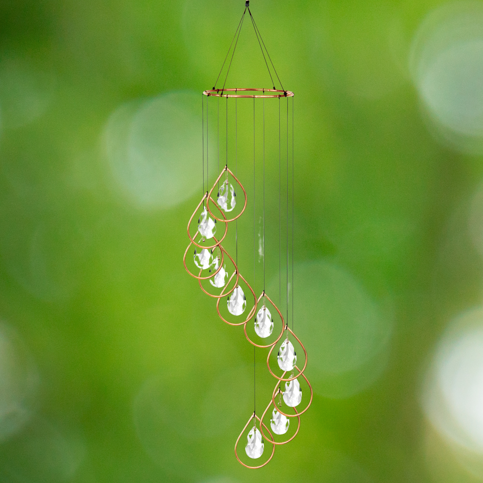 GeoCentral - Wholesale Wind Chime - Copper Teardrop Spiral Suncatcher Windchime - 35"2