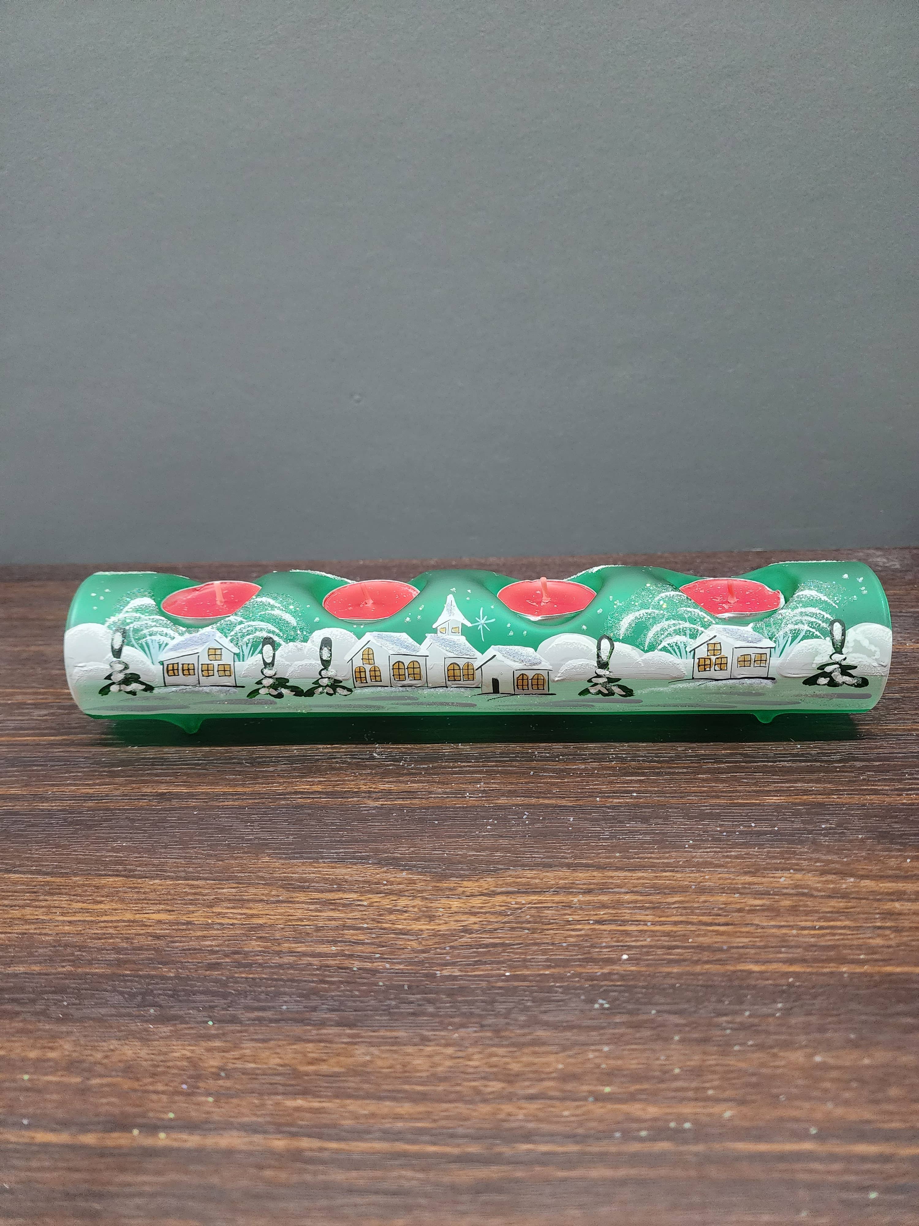 Glass by Iness - Wholesale Candle Holder - White Church In Winter Wonderland Collection - Candle Holder32