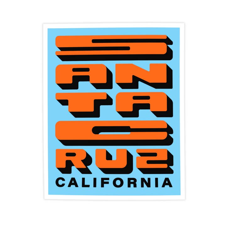 Kamin Tersieff - Wholesale Poster - Santa Cruz Block Letter Print - California Poster