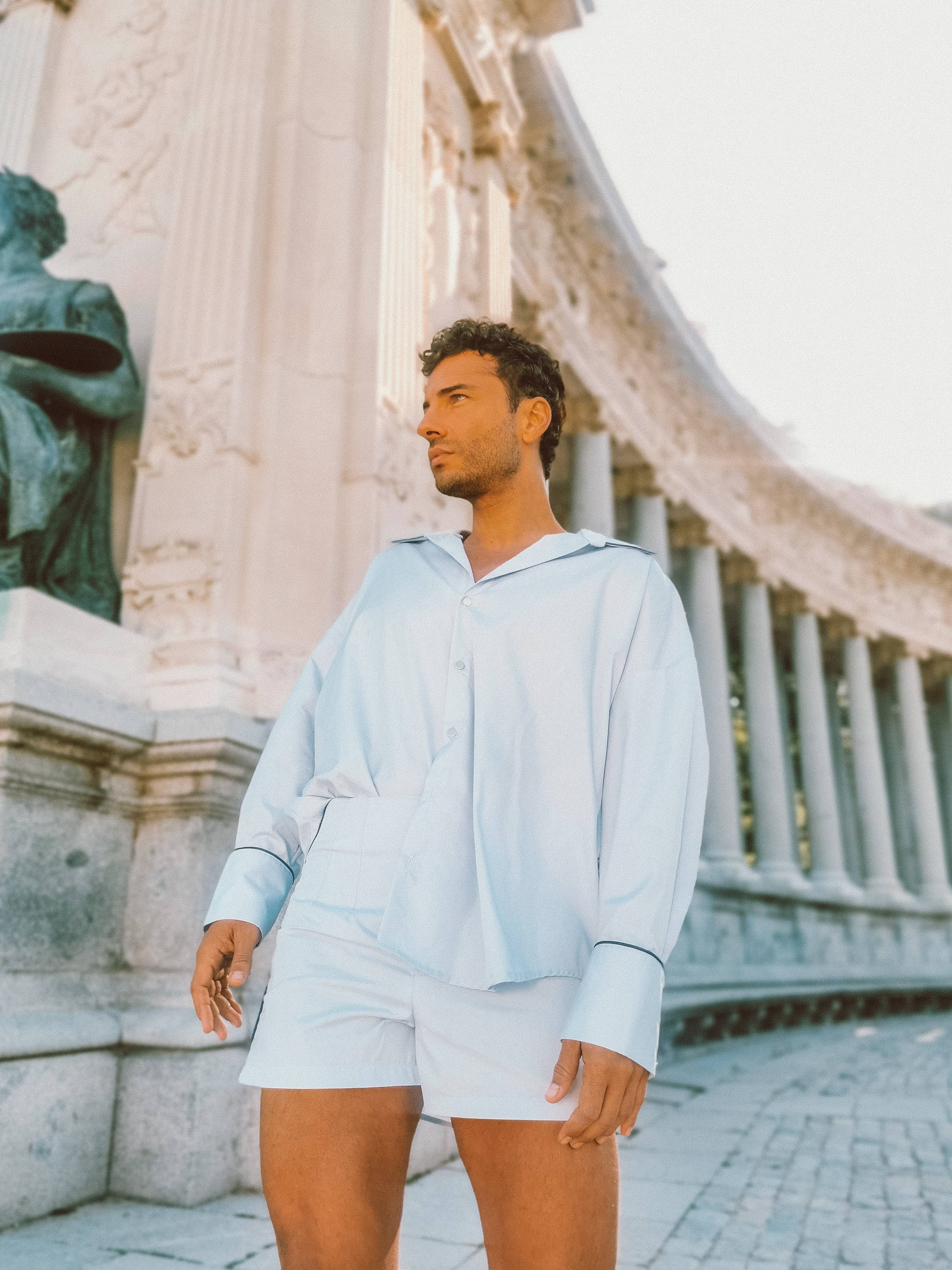 NUMERO 8 SPAIN - Wholesale Button Down Shirt - Men's - Ocean Poplin Shirt2