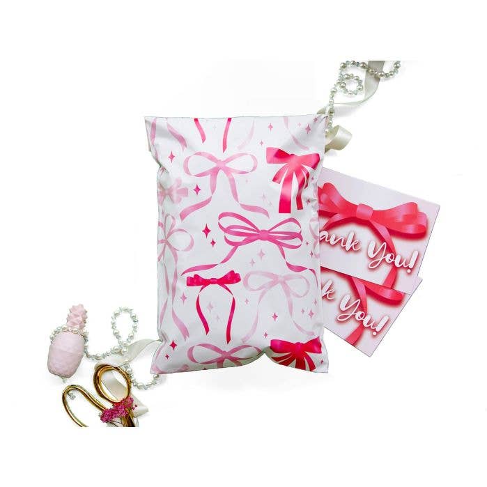 7.5x10.5 Bows Designer Poly Mailers for wholesale by Eleven Fashion