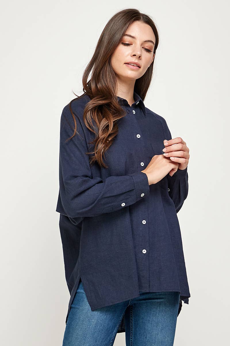 FUN2FUN - Wholesale Button Down Shirt - Women's - LINEN BLEND SHIRT20