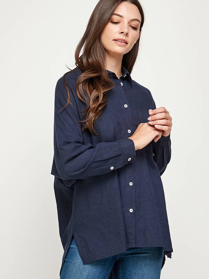 FUN2FUN - Wholesale Button Down Shirt - Women's - LINEN BLEND SHIRT20