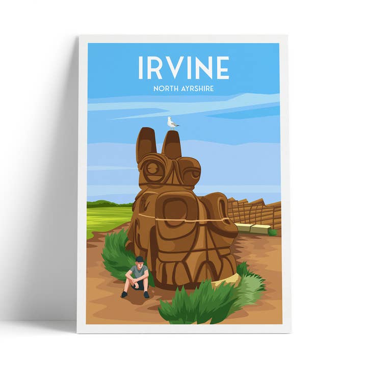 Irvine – Dragon Sculpture Travel Poster for wholesale by Printagonist