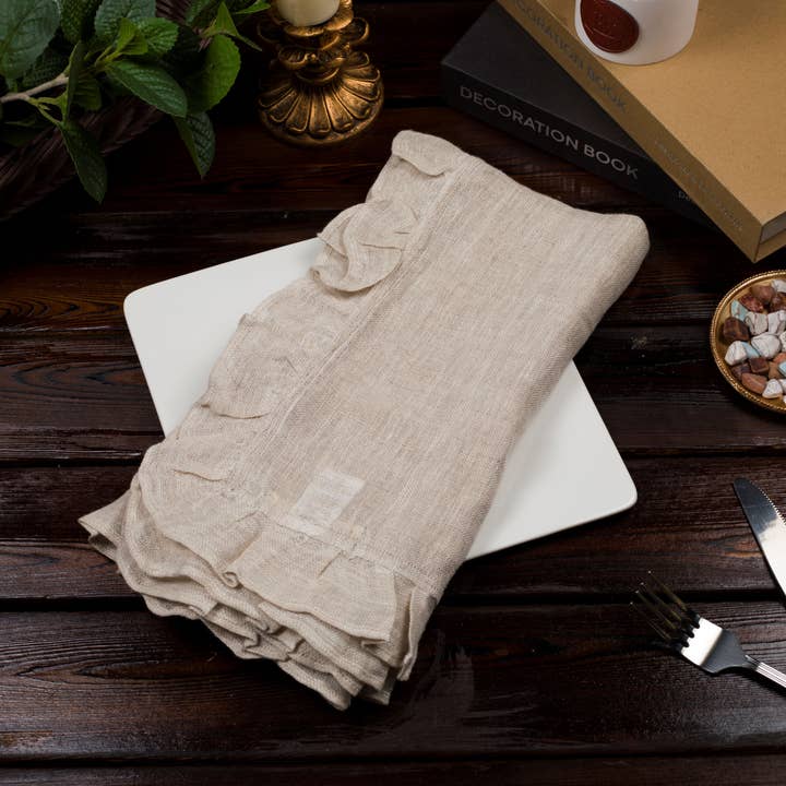 Native Linum - Wholesale Dinner & Cloth Napkin - Ruffle Napkins