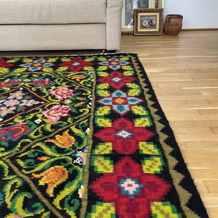 MADE WITH LOVE RO SRL - Vente Tapis - Tapis floral oltenien magnifique, tissé à la main en laine, Roumanie 2