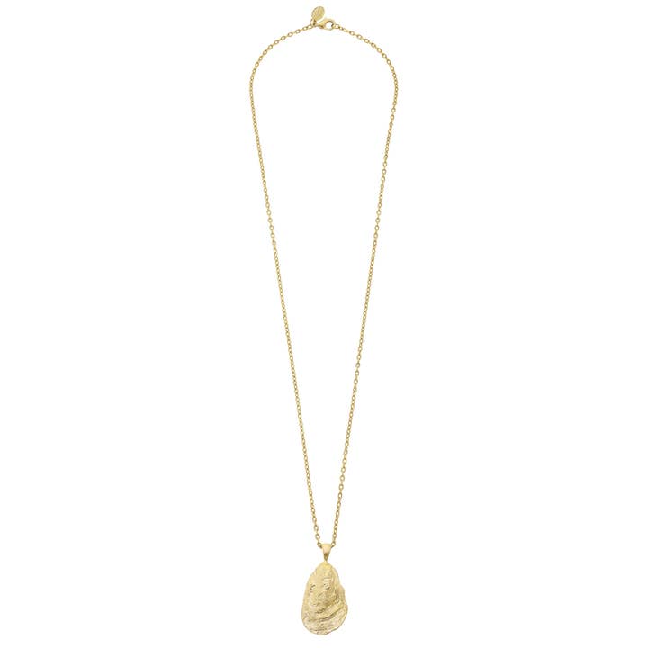 Long Gold Oyster Necklace for wholesale by Susan Shaw