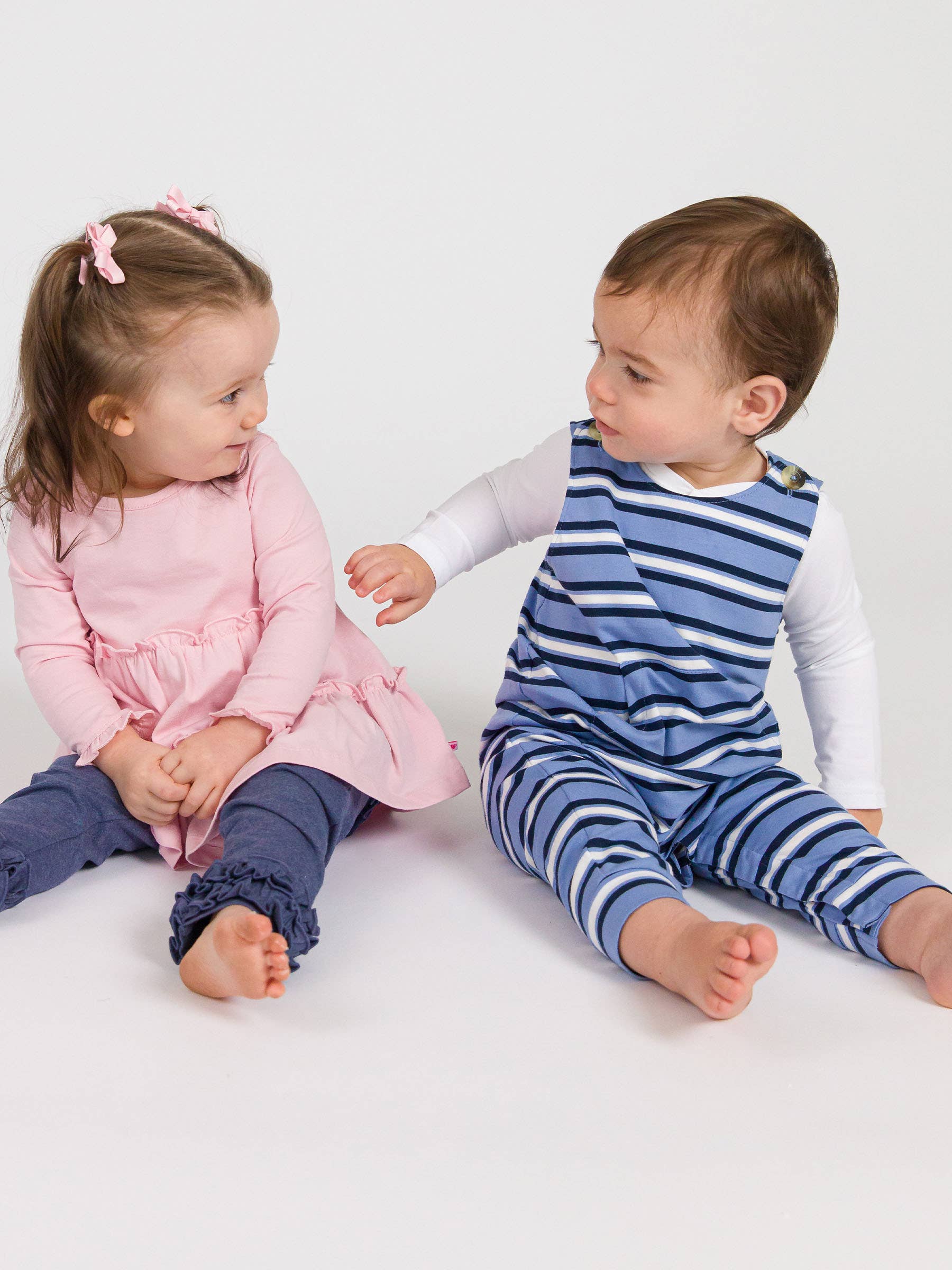 Baby Boys Periwinkle Blue Stripe Knit Longall Pocket Romper for wholesale on Faire3