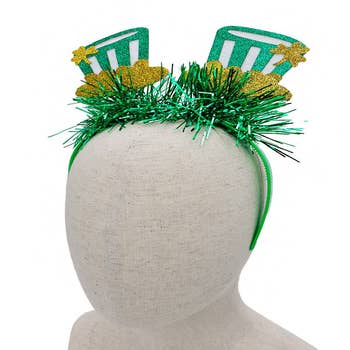 2 Pack St. Patricks Party Hat St. Patricks Day Accessories Green Leprechaun Top Hat with Brown Beard for Men Women Teens, Shamrocks Velvet Irish