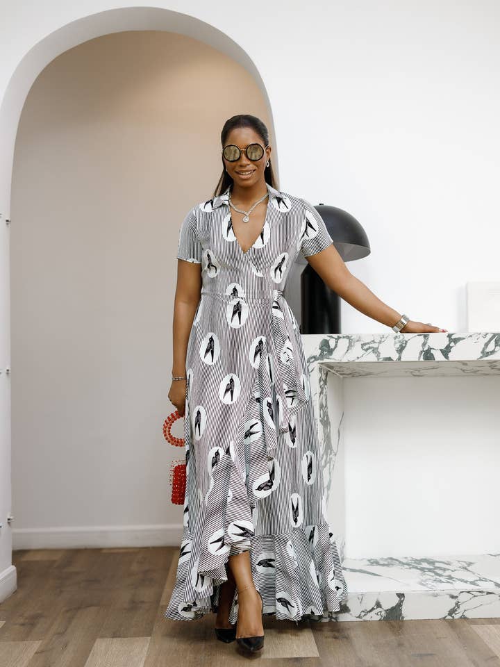 BOLA AFRICAN PRINT WRAP MAXI DRESS for wholesale by Mae Otti