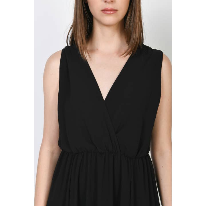 Crossover neck long dress for wholesale by Nuna Lie